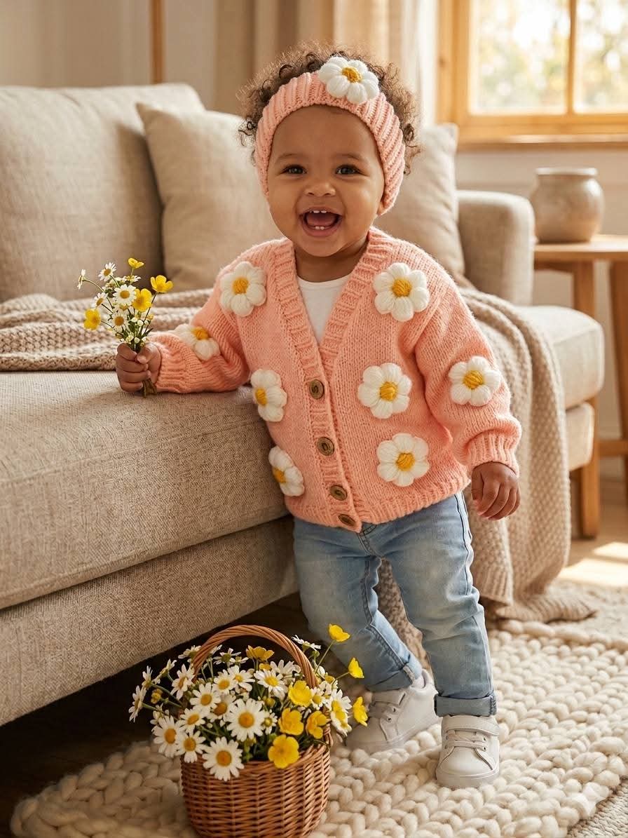 Peach Daisy Cardigan