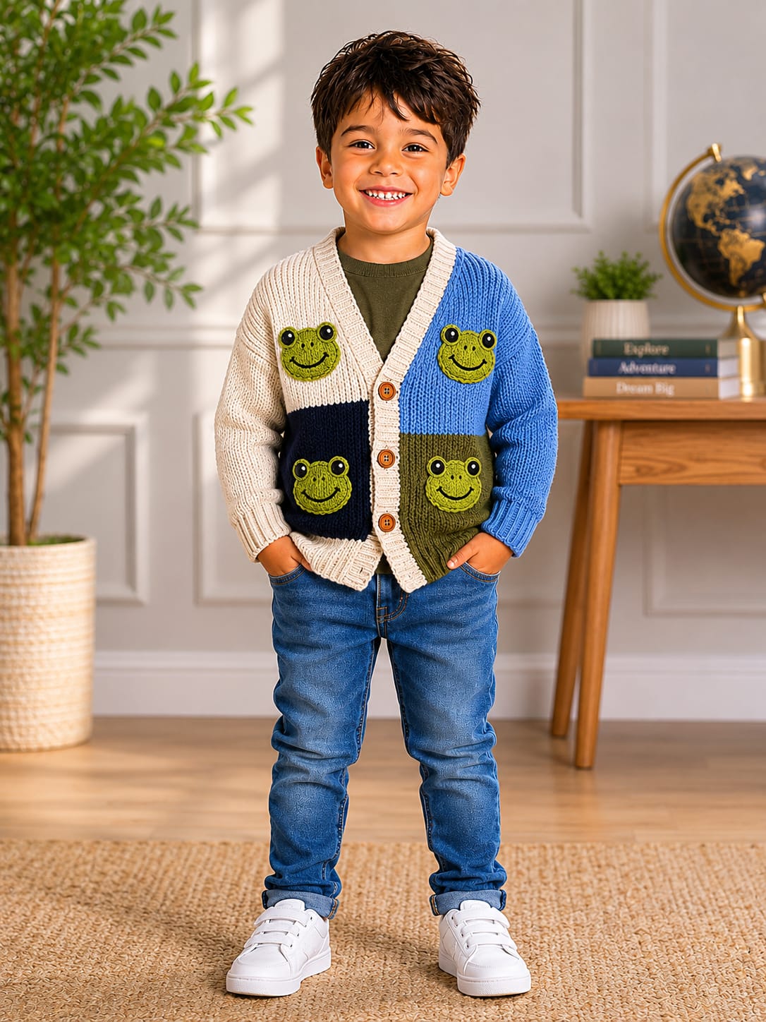 Frog Cardigan -  Blue