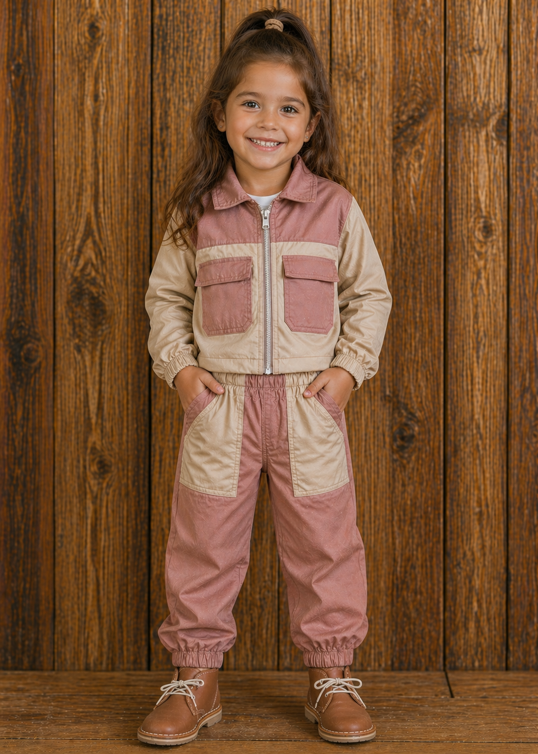 2 Tone Pink Overall - Girls
